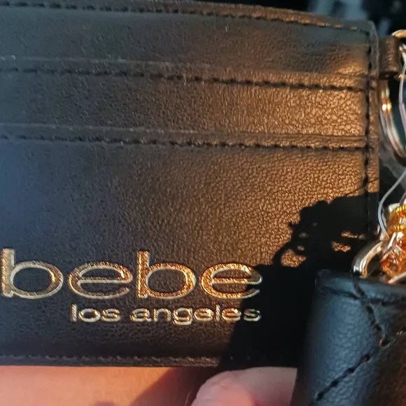 Bebe Quilted BLK Clutch/Wrislet/  Leather Wallet W Card Case Keychain NEW NWT - Picture 4 of 7